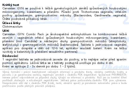 Canesten Gyn Combi Pack 1 vag. tableta + 20g krém