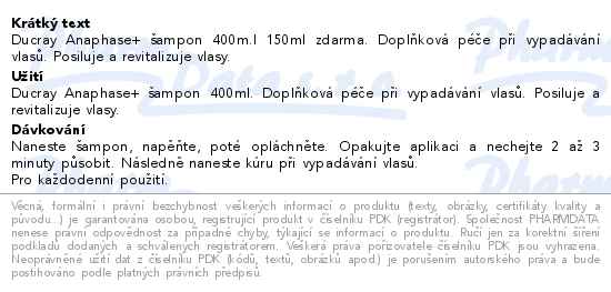 DUCRAY Anaphase+ ampon 400ml